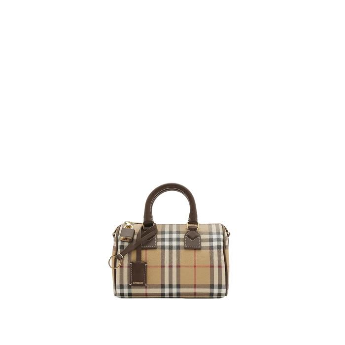 Tas Kulit Selempang Wanita Burberry Mini Check Bowling Bag Original