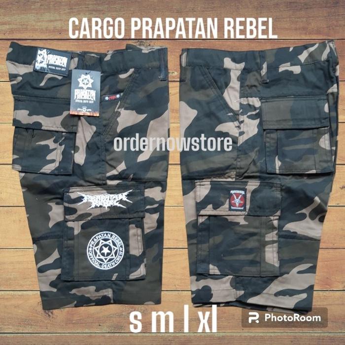 celana pendek cargo kempol pdl metal prapatan rebel bandung original S M L XL camo bintang putih.pra