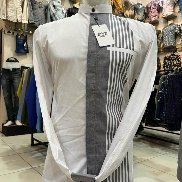 HEM LENGAN PANJANG / motif garis abu-abu