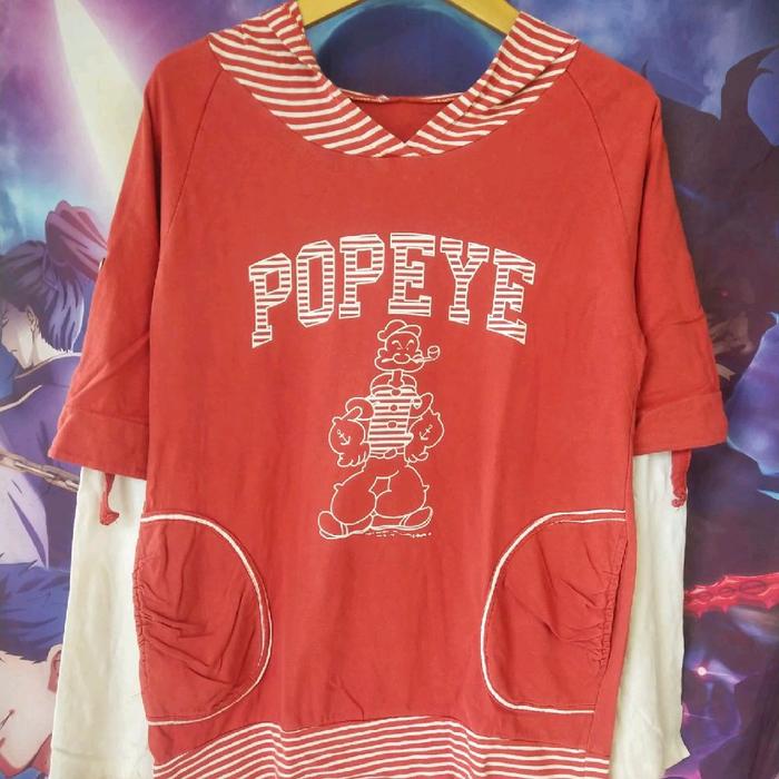 Popeye The Sailor Man Orange Art Cartoon Movie Hoodie Jaket Kartun Retro Original Second Japan Korea