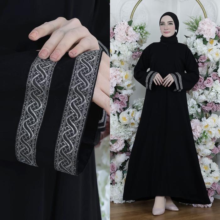 Gamis Terbaru Abaya Hitam Jetblack Athifah BUSUI Turkey Polos Simple Dress Muslim Wanita Ymdefashion