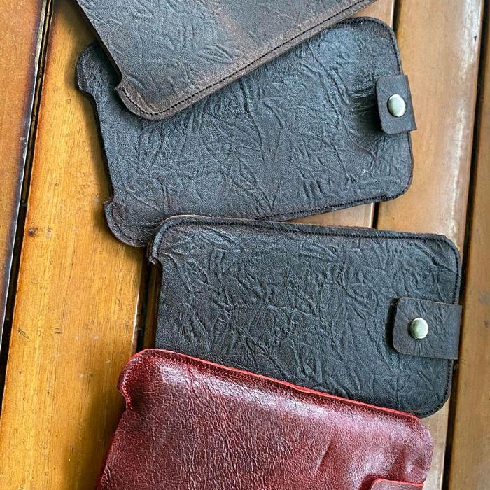 Sarung HP Kulit Asli Panjang 16cm Lebar 7cm atau 6.5 inc untuk Pria - Dompet, Kartu, Hitam