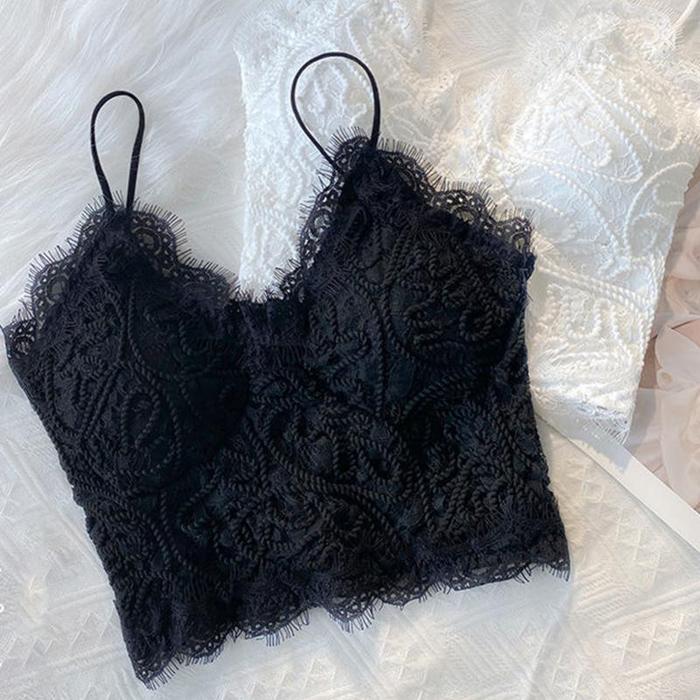 Fashion Women's Crop Tops y Lace Tank Top Chest Wrap Bandeau Underwear Black White Wrapped Chest Str