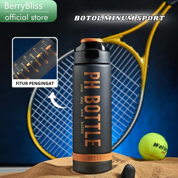 BerryBliss - Botol Minum Sport 1000ML+ Botol Motivasi 1L Botol Penanda Gradient Gradasi Botol Minum