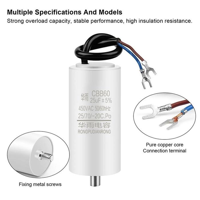 Kapasitor Kompresor 25uf 450V Kapasitor Kompresor Listrik Baut Capasitor Pompa Air Kapasitor 25uf Ko