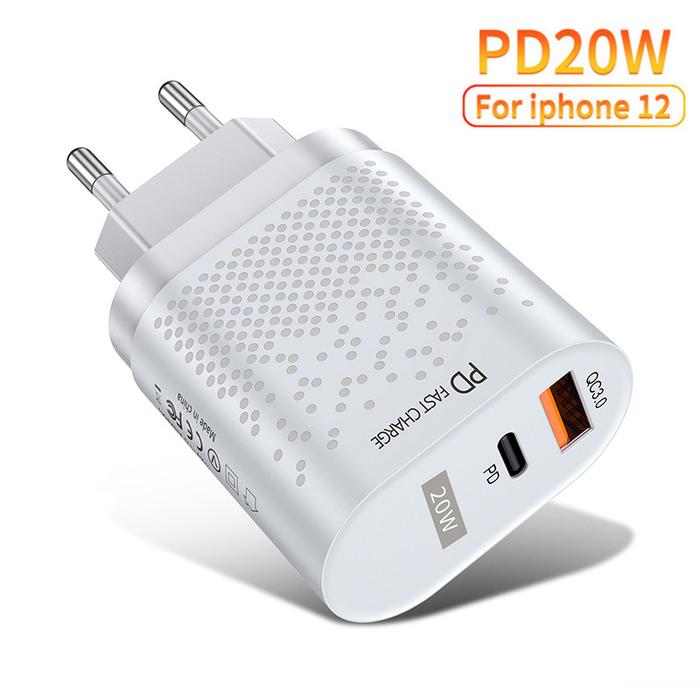 Terlaris, Pd20w Charger European Standard 20W Dual-Port Fast Charging