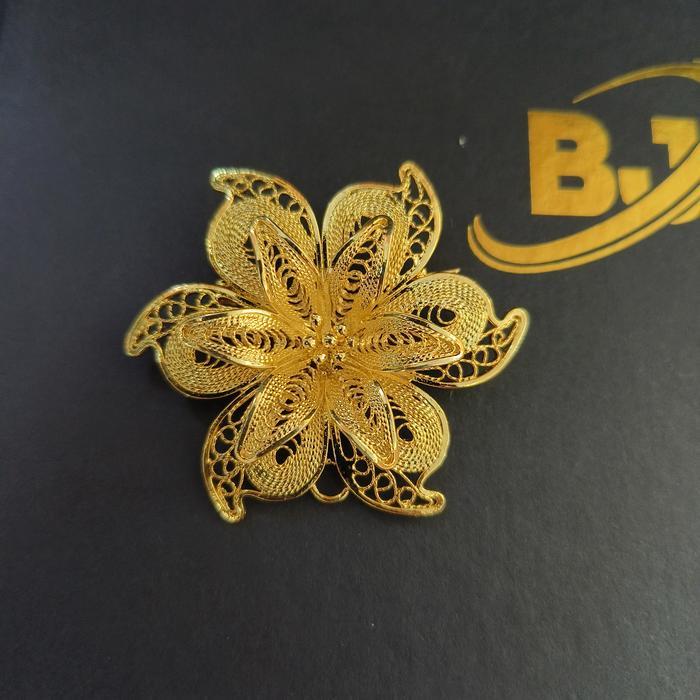 PREMIUM bros bunga lapis emas 24k / bros kebaya / bros bunga mawar / bros emas