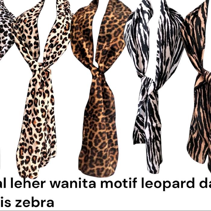 Syal Motif Leopard & Zebra Rayon Premium Selendang Bandana Syal Motif Macan Tutul Rayon Panjang Voal