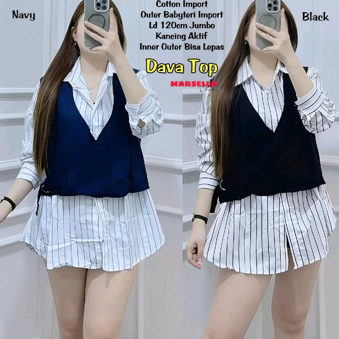 Dava Top Wanita Dewasa Atasan Trendy Inner Outer Lepasan Fashion Baju Kekinian Nyaman