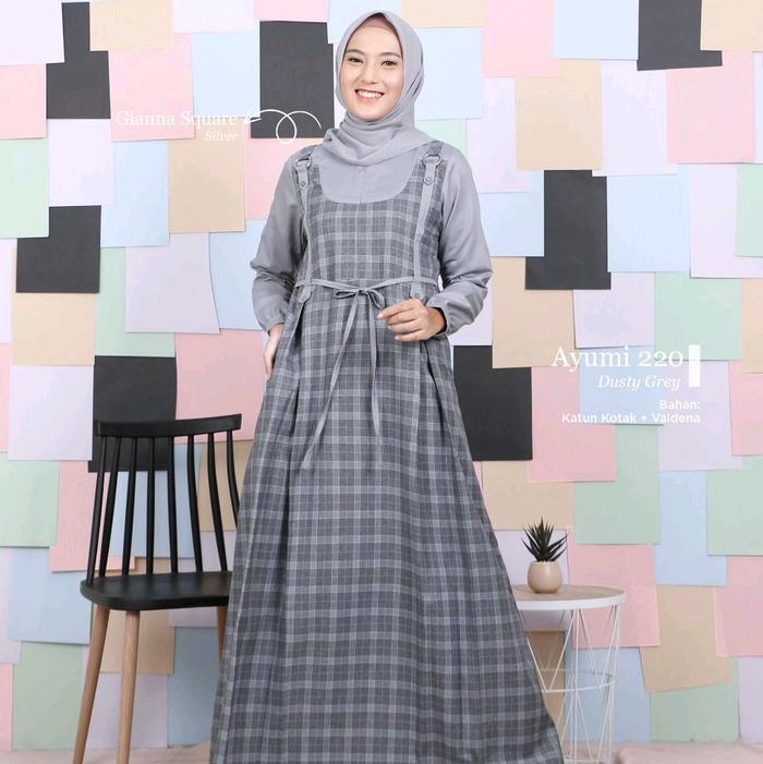 GAMIS WANITA AYUMI 220 DUSTY GREY BY ETHITA NEW DRESS DAILY / DRESS KONDANGAN / GAMIS DEWASA