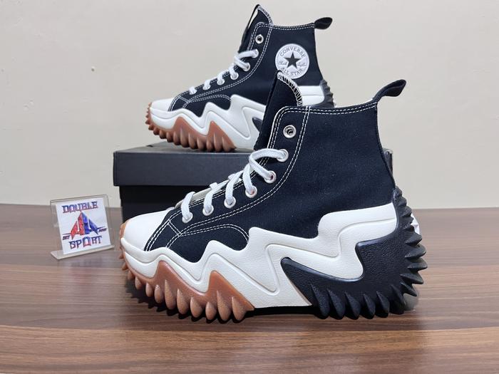 Sepatu casual unisex Converse Run Star Motion Hi Black White 171545C Hitam