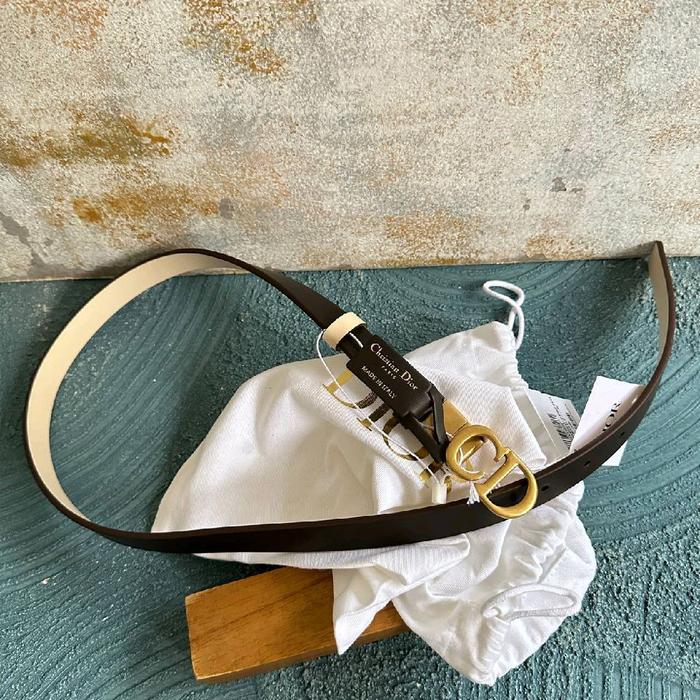 Dior Saddle Belt Brown 2cm Reversible Brown Multi