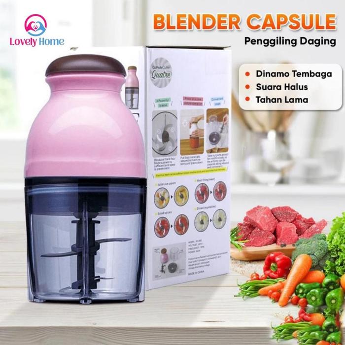 Blender Kapsul Chopper Daging Serbaguna Plastik Penggiling Daging Listrik