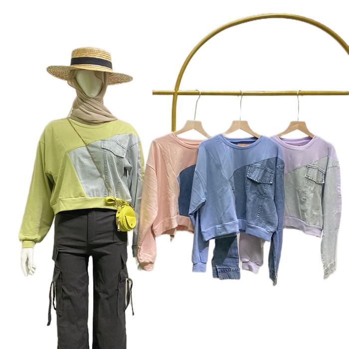 Alana crop blouse bkk import harga grosir