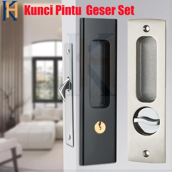 Aluminium Kunci pintu senyap Kunci Pintu Sliding Geser Set Kunci Pintu Geser Kabinet Interior Invisi