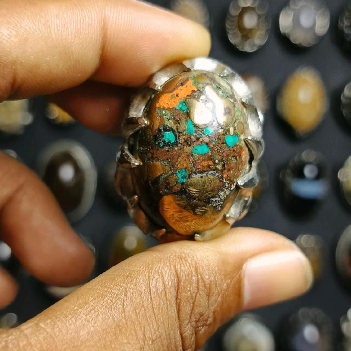 Cincin Batu Akik Damar Wulan Multi Colour