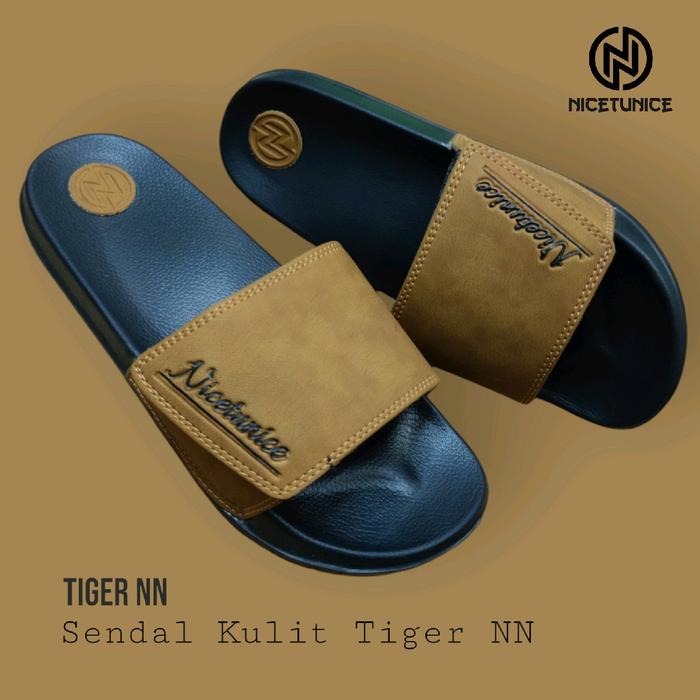 Sendal Kulit Tiger NN Cewek Cowok Slop Anti Slip Sandal Kekinian