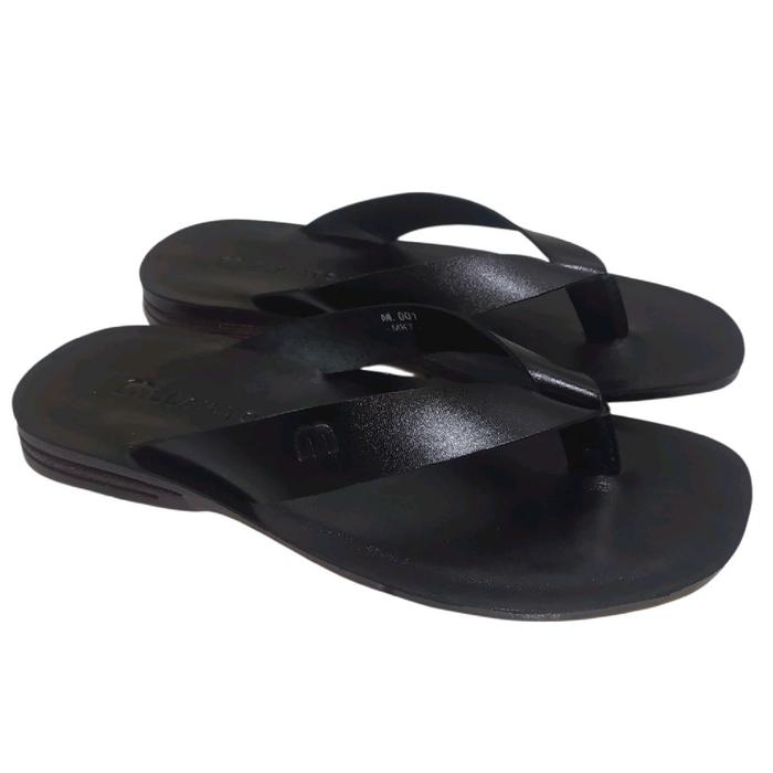 Sandal Jepit Kecil Kulit Asli Sapi telapak karet mentah Coklat Hitam Pria Sendal