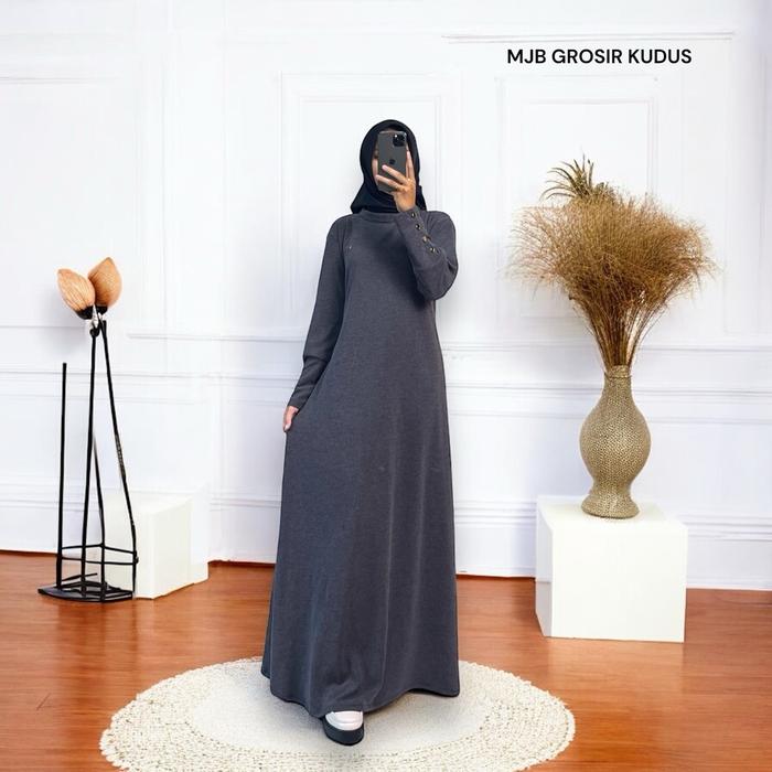 Gamis Syari Maxi Knitwear Polos Trendy - Bahan Adem & Flowly by MJB Grosir Inara Knit Knitwear Wanit