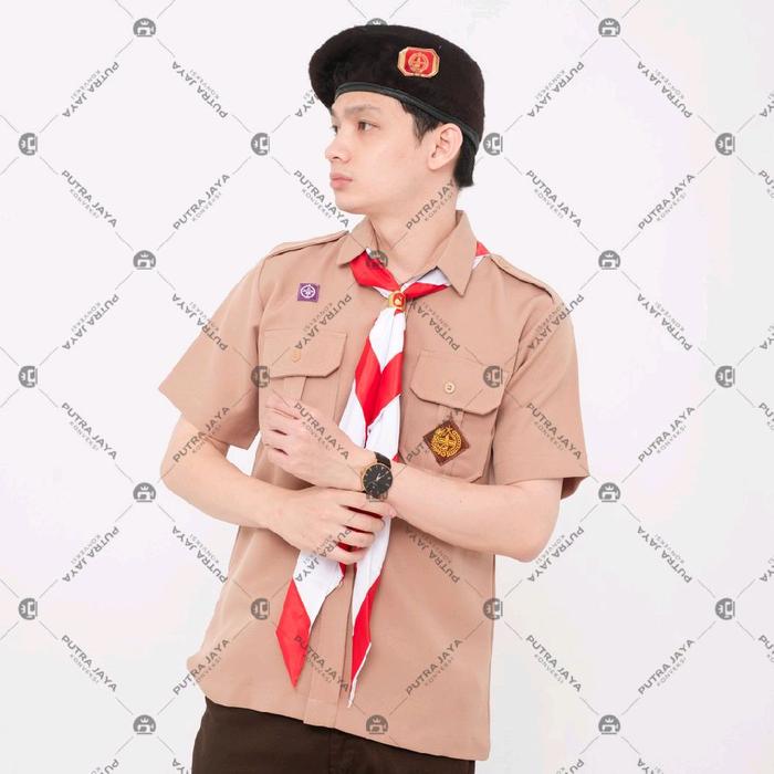 Seragam Pramuka Penegak Bahan Oxford Premium warna coklat susu lengan pendek, atau Seragam Pramuka C