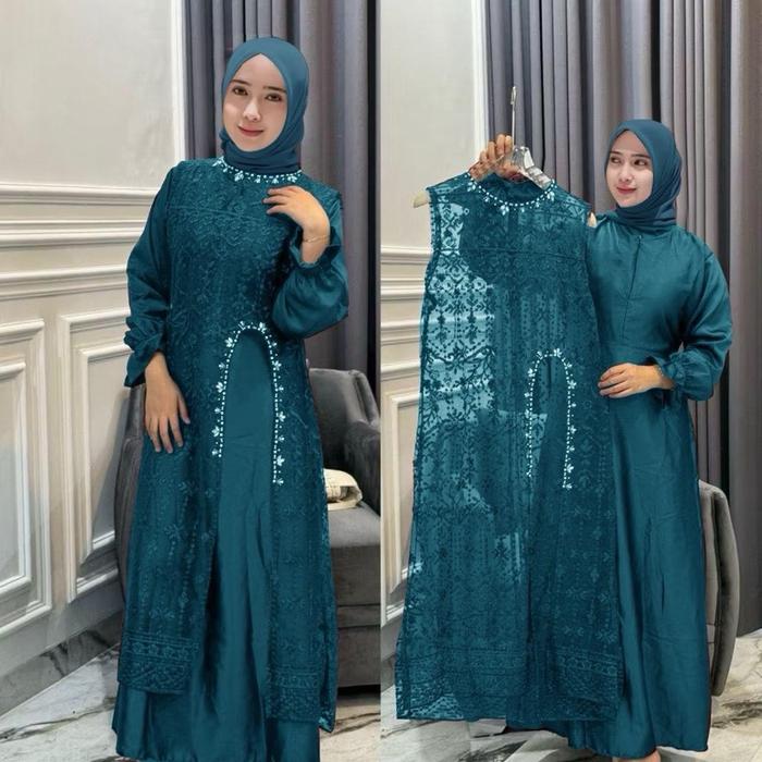 MAXI DAVINA M L XL XXL GAMIS PESTA 2 in 1 GAMIS MEWAH GAMIS KONDANGAN GAMIS SERAGAMAN GAMIS BUSUI DR