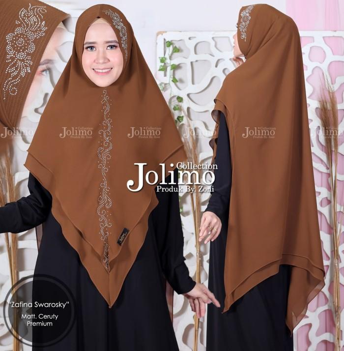 Terlaris khimar ceruty premium Zafina swarosky/jilbab ceruty 2 layer pet antem COD