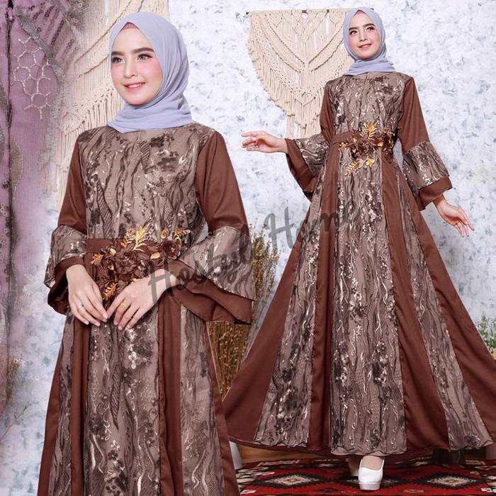 Joana - Baju Gamis Brukat Brokat Tile Busui Dewasa M L Xl Xxl Acara Pesta Kondangan Wedding Nikahan