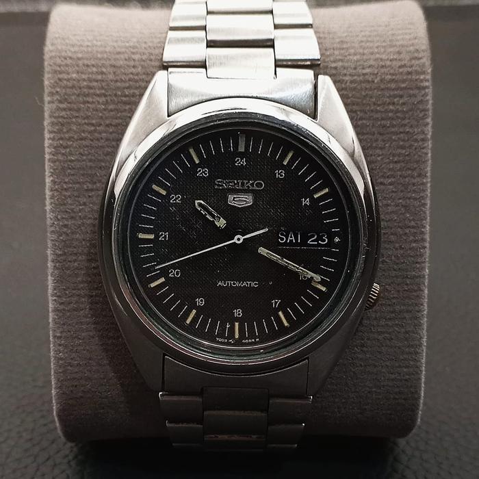 Seiko 5 Military Automatic 7009-3040 Black Waffle Textured Jam Tangan Pria Orginal ori Bekas