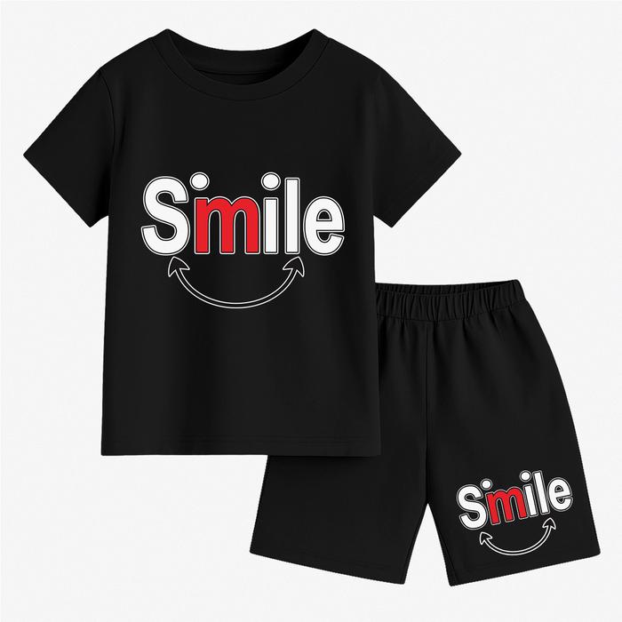 Setelan Baju Anak Smile Pendek Anak Cewek/Cowok Usia 1-10 Tahun Code 125 Bahan Katun PE Soft 28S Tid