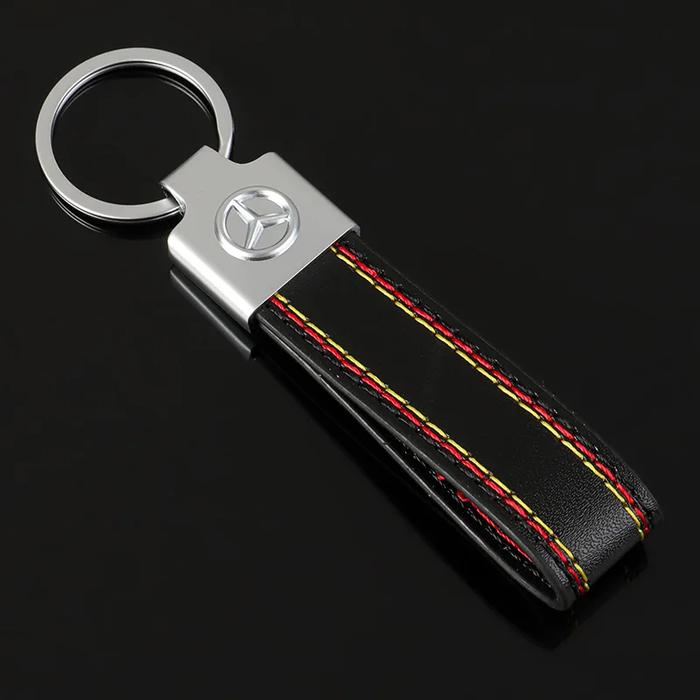 Leather Car Logo Keychain Pendant Alloy Key Ring For Mercedes Benz W203 W204 W207 W124 W111 W251 CLK
