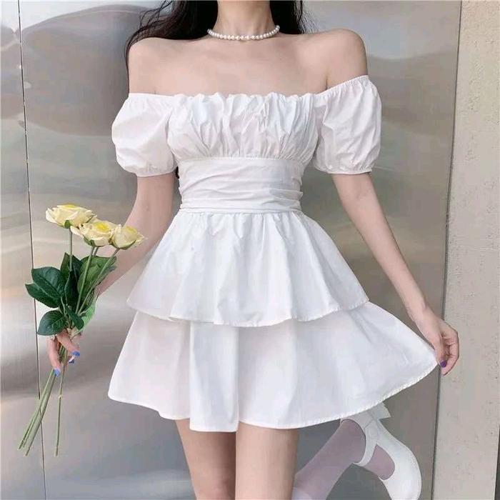 dress off shoulder white