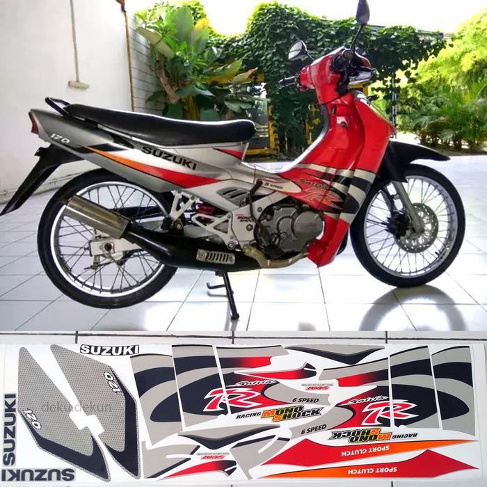 Sticker Striping Satria 2 Tak Satria Lumba 02 Merah Silver OSEAN