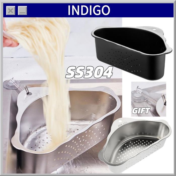Rak Saringan Sudut Wastafel Segitiga Cuci Piring Stainless Tempat Spon Sabun Cuci Piring Dapur Multi