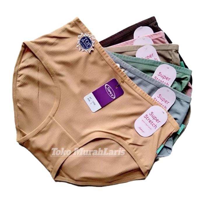 Cd Wanita Sorex 1258 Super Stretch | Celana Dalam Cewek Motif Garis Salur Timbul Cd Perempuan Dewasa