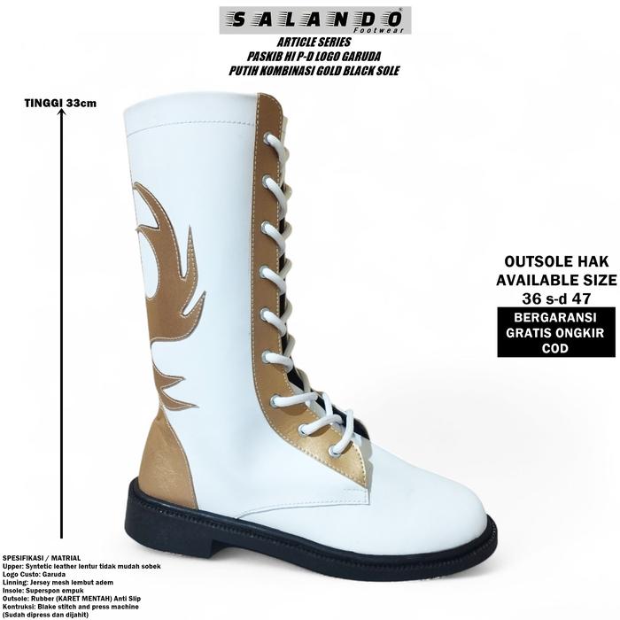 SALANDO Sepatu Boots Paskibra Pria dan Wanita Sepatu Boots LKBB Mayoret Boots Shoes Paskib HI P-D Lo