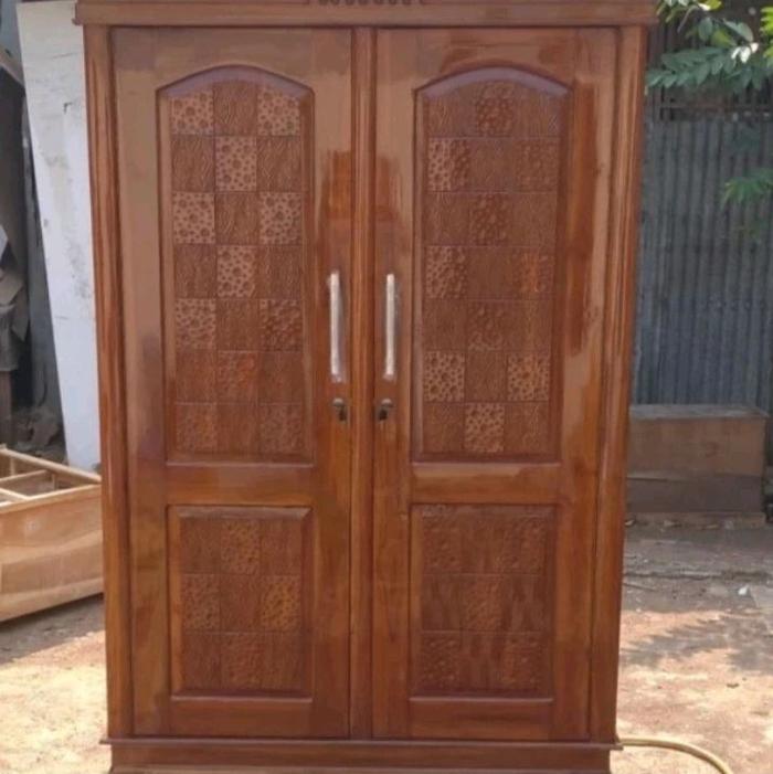 lemari pintu 2 kayu jati asli elegan