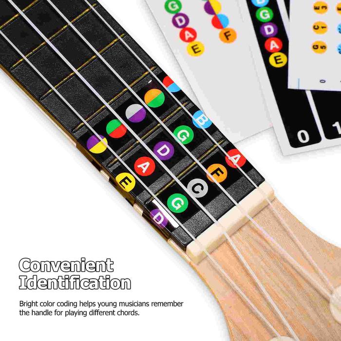 Ukulele stiker papan huruf gitar stiker catatan warna Chord Fret