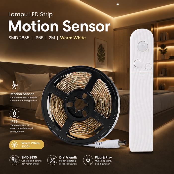 Mtos Jakarta - Lampu LED Strip Sensor 2M | Motion Light SMD IP65 | Lampu Kabinet Otomatis