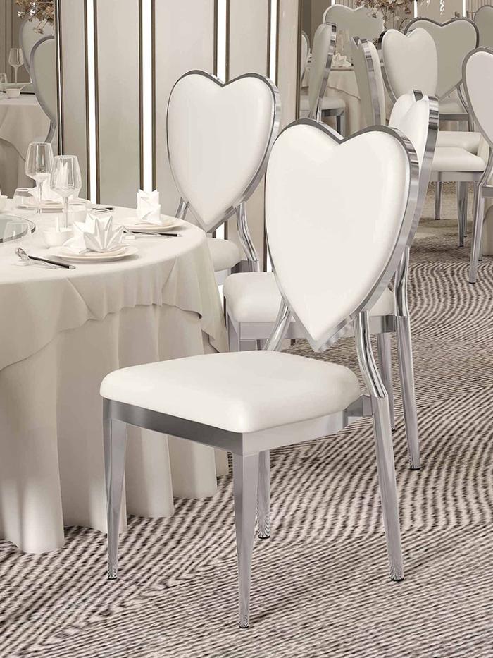 Romantic Wedding chair elegant silver dining chair Light Luxury party hotel chair  love Dressing sof
