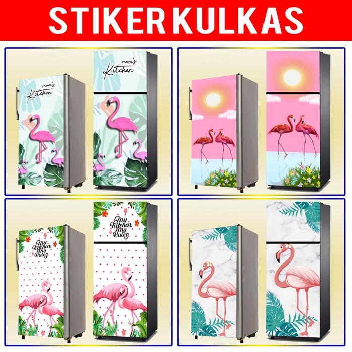 STIKER KULKAS 1PINTU, STIKER KULKAS 2PINTU MOTIF FLAMINGO