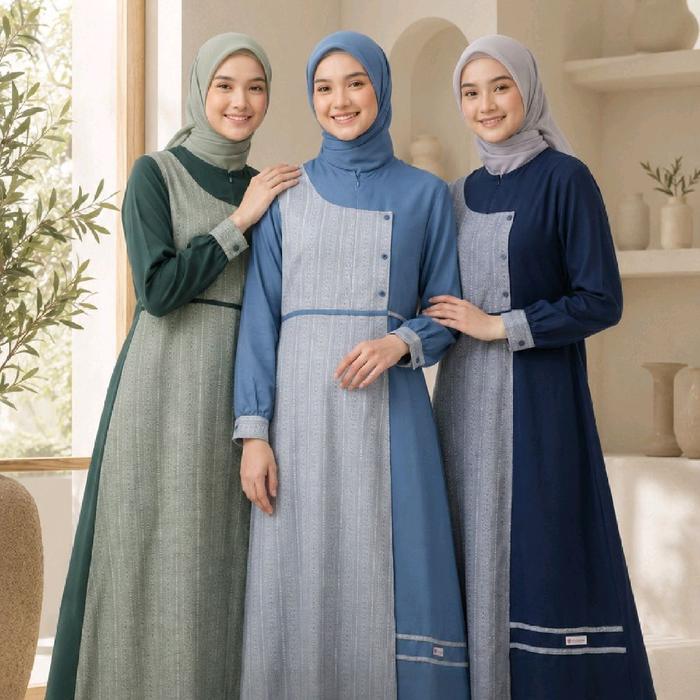 Prime 06 Rauna/Koko Dewasa/Gamis Dewasa/Tunik Rauna/gamis navy/Gamis Couple/Rauna