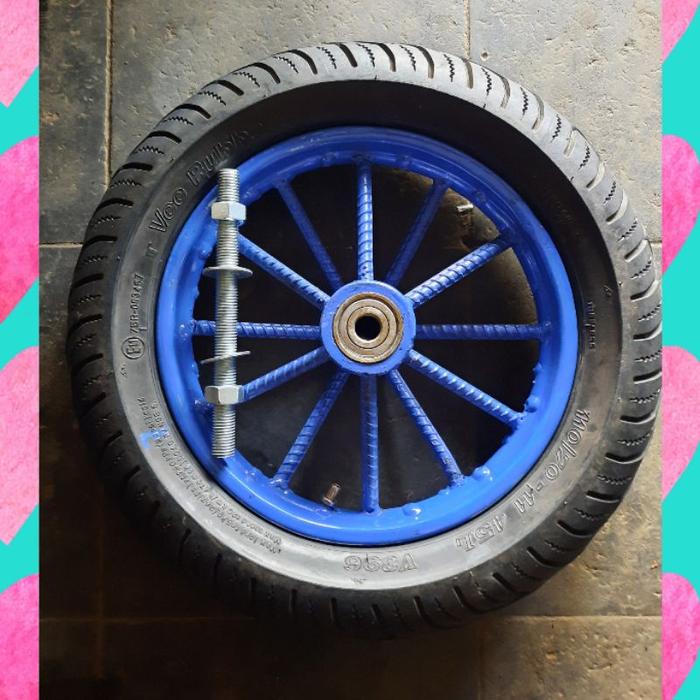 Termurah !! Roda Gerobak Vespa Ring 10/11 dengan As Pendek