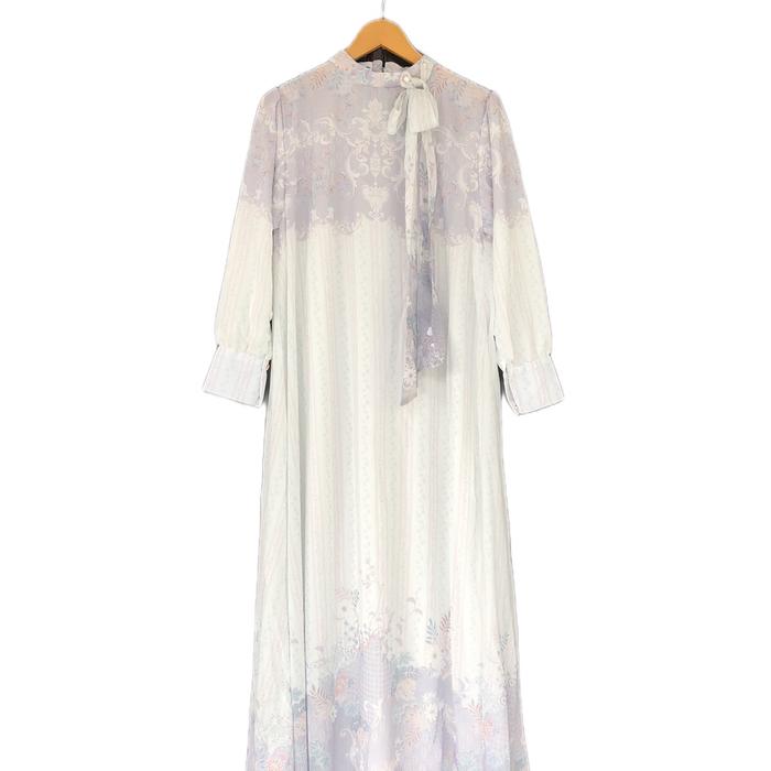 Dress korea hijab ciffon sutra gamis print full furing