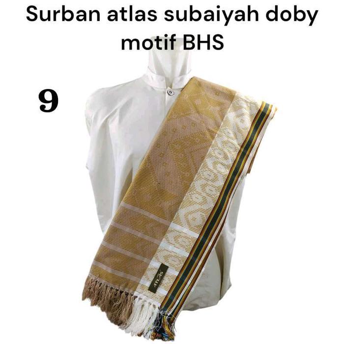 Sorban Atlas Motif BHS Subaiyah Pria Santri Dewasa Terbaru Surban Arab Habib Yaman Palestina Rida Pa