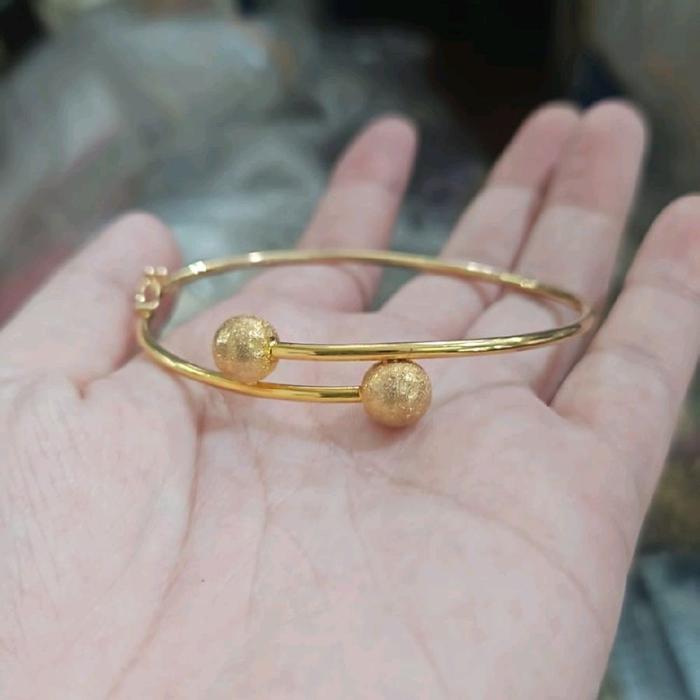 bangle gelang tinju bola pasir gold candy mata putih emas asli 375 ubs