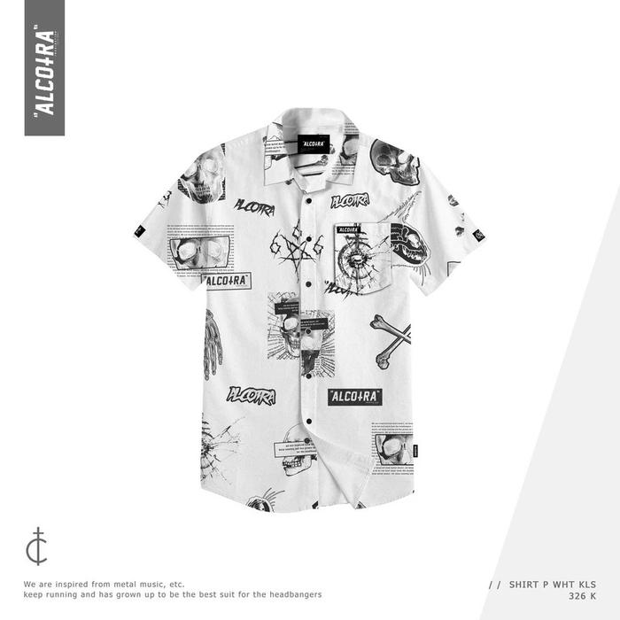 SHIRT P WHT KLS || SHIRT PRINT BLACK KOLASE || KEMEJA ALCOTRA || ORIGINAL BRAND ALCOTRA SHIRT