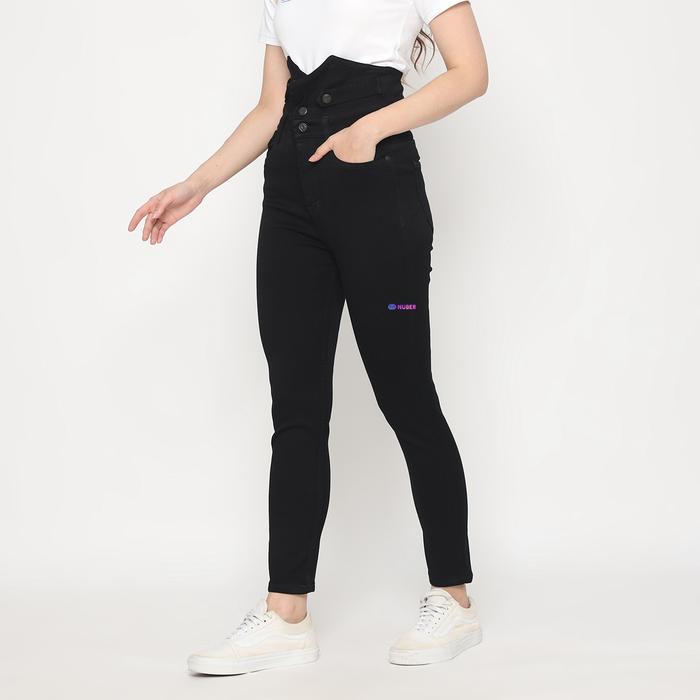 Skinny Hh Waist Active Celana Panjang Jeans Wanita E01 All Ue Cream Hitam Navy Katun