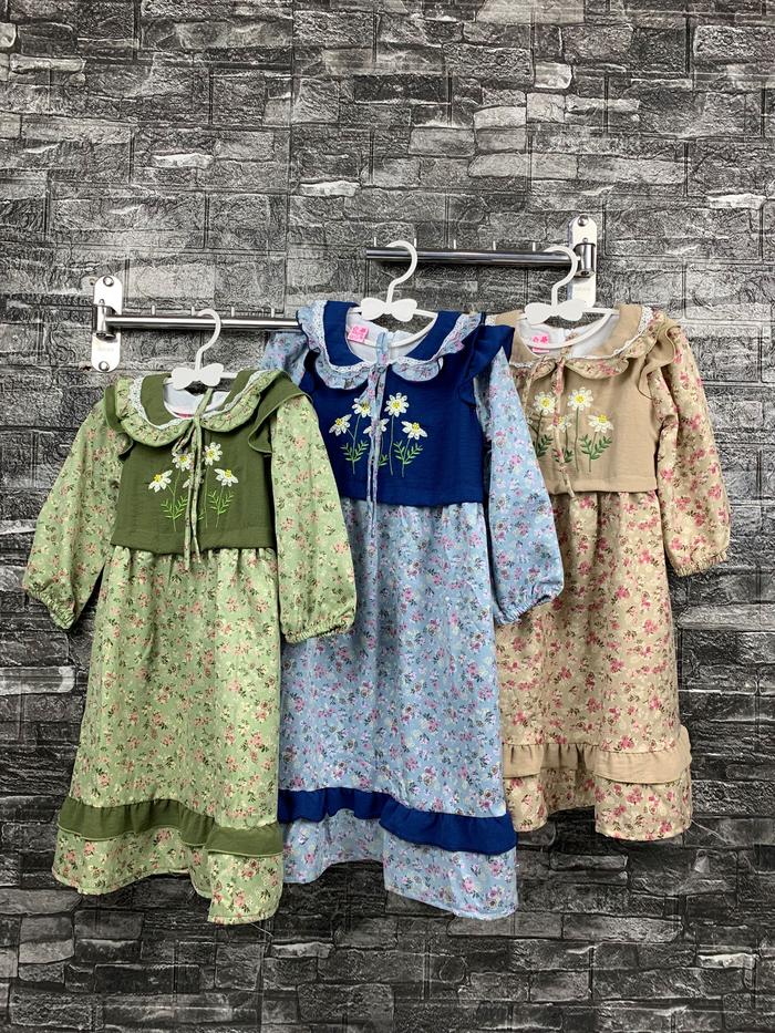 1021 Gamis Bayi 6 Bulan - 2 Tahun Motif Bunga Renda Aksesoris
