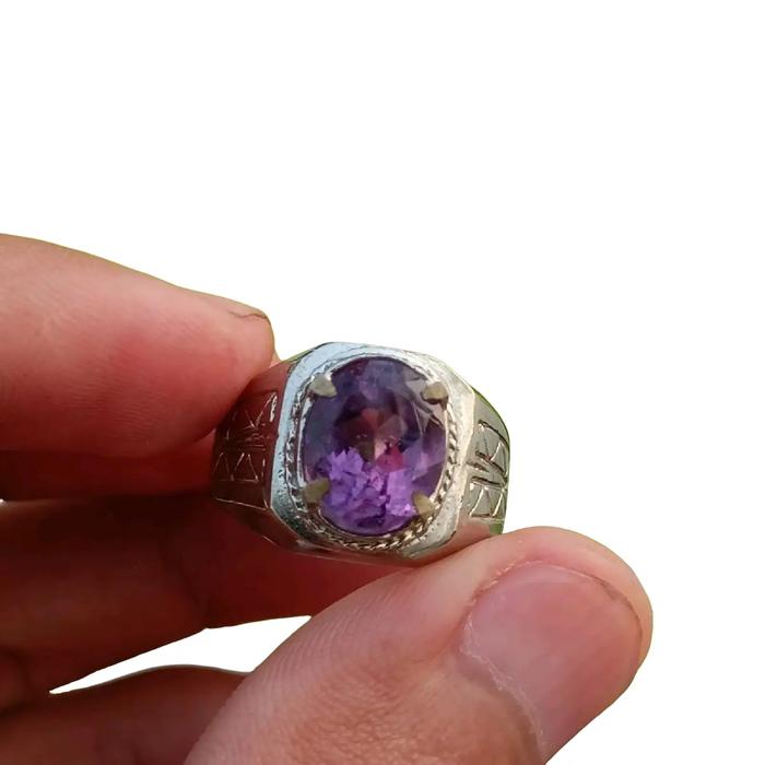 CINCIN BATU PERMATA KECUBUNG CUTTING 10X12 RING TITANIUM RR UKURAN 7,8,9,10