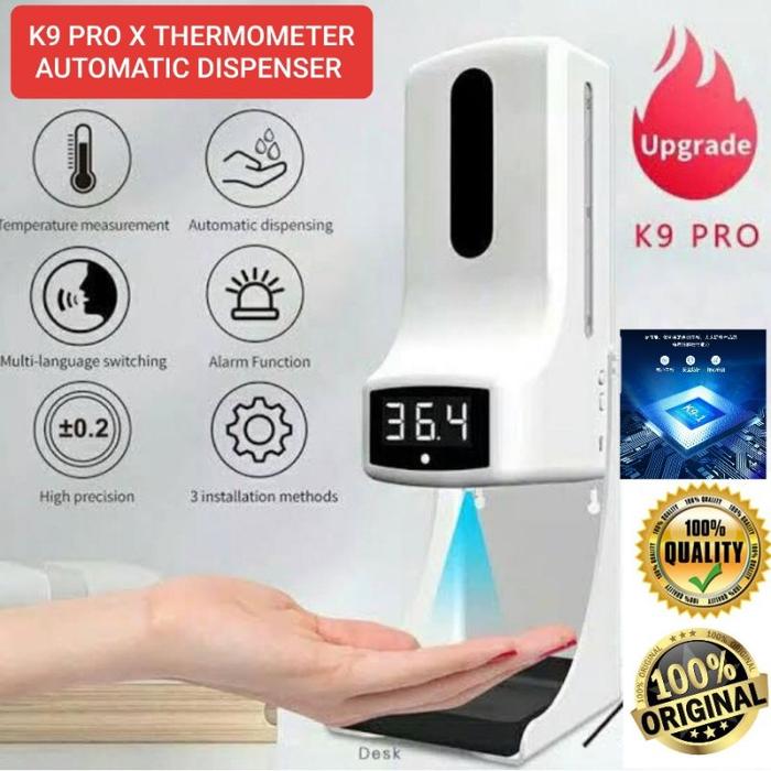 K9 Pro X Thermometer Infrared Hand Sanitizer Dispenser Otomatis 2 In 1